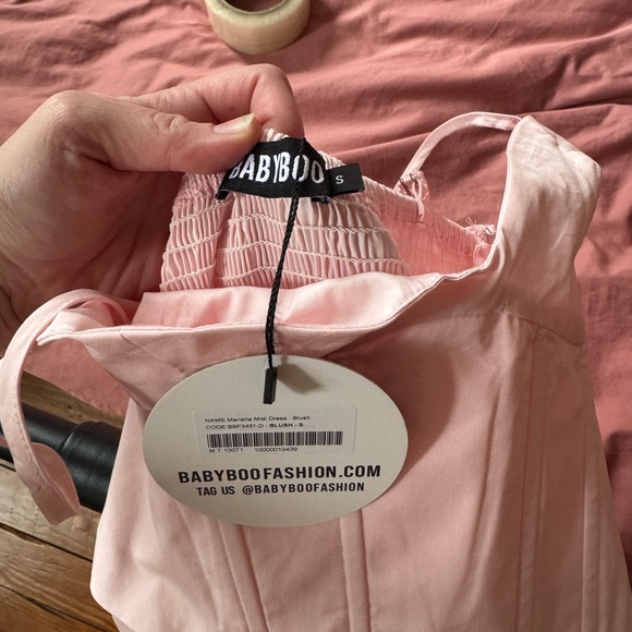 NWT Babyboo Mariella Corset Midi Dress Blush Pink Small - Picture 5 of 5